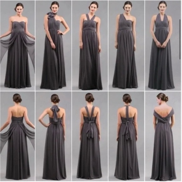 Jenny Yoo Aidan Convertible Strapless Gown Chiffon Formal Dress Size 6 - Picture 2 of 12